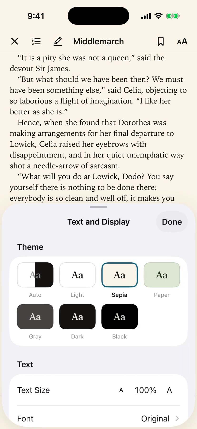 Text and Display with the page colours on iPhone